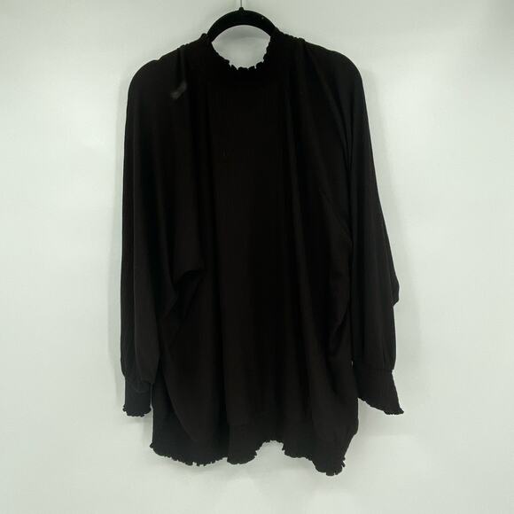 Torrid Women's Black Textured Jersey Choke Neck Smocked Hem Top Plus Size 4X NEW - Picture 4 of 11